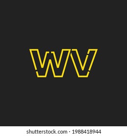 Abstraktes WV-Logo für Anfangsbuchstaben Line Style einzeln. Für Unternehmens- und Technologielogos geeignet. Flaches Vectorlogo-Design-Vorlagenelement.
