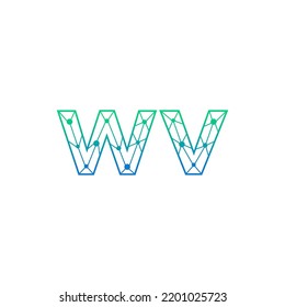 Abstraktes WV-Logo für Anfangsbuchstaben Line Style einzeln. Für Unternehmens- und Technologielogos geeignet. Flaches Vectorlogo-Design-Vorlagenelement.