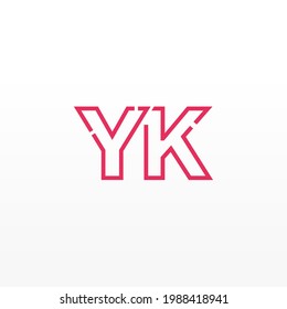 Resumen de las letras iniciales YK Logo. Estilo de línea aislado. Usable para Logos de Negocios y Tecnología. Elemento de plantilla de diseño de logotipo de vectores planos.