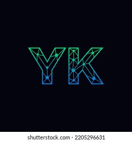 Resumen de las letras iniciales YK Logo. Estilo de línea aislado. Usable para Logos de Negocios y Tecnología. Elemento de plantilla de diseño de logotipo de vectores planos.