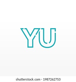Resumen del logotipo de las letras iniciales de YU. Estilo de línea aislado. Usable para Logos de Negocios y Tecnología. Elemento de plantilla de diseño de logotipo de vectores planos.