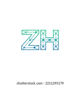 Abstract Initial Letters ZH Logo. Line Style isolated. Usable for Business and Technology Logos. Flat Vector Logo Design Template Element.