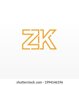 Abstract Initial Letters ZK Logo. Line Style isolated. Usable for Business and Technology Logos. Flat Vector Logo Design Template Element.