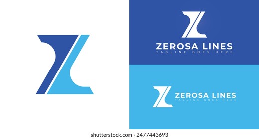 Abstract initial letters ZL or LZ logo in blue color isolated on multiple background colors. The logo is suitable for online bank company logo vector design illustration inspiration templates.
