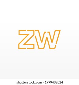 Abstraktes ZW-Logo mit Anfangsbuchstaben. Line Style einzeln. Für Unternehmens- und Technologielogos geeignet. Flaches Vectorlogo-Design-Vorlagenelement.