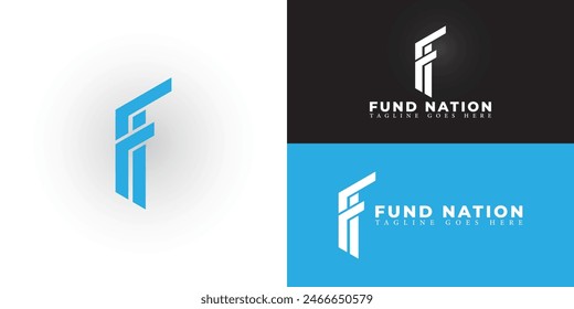 Abstractas logotipo de la letra de línea inicial F o FF en color azul aislado en múltiples colores de fondo. El logotipo es adecuado para las Plantillas de inspiración de diseño de logotipos de servicios financieros financiados por la comunidad.