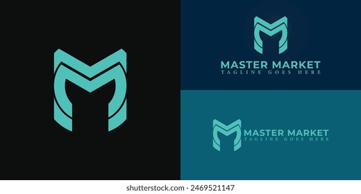 Abstract initial lines letter M or MM logo in blue color isolated on multiple background colors. The logo is suitable for marketing communication business logo design inspiration templates.