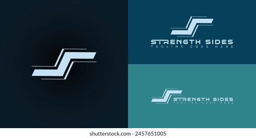 Abstract initial lines letter S or SS logo in soft blue color isolated on multiple background colors. The logo is suitable for gym and fitness business brand icon logo design inspiration templates.