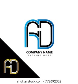 Abstract initial linked letter AD creative logo design