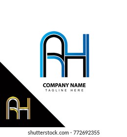 Abstract initial linked letter AH creative logo design