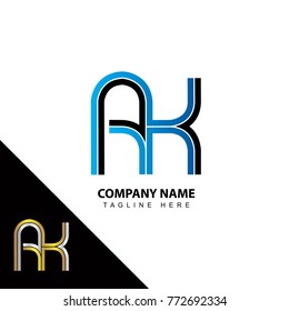 Abstract initial linked letter AK creative logo design