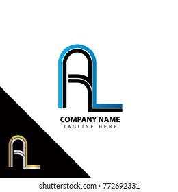 Abstract initial linked letter AL creative logo design