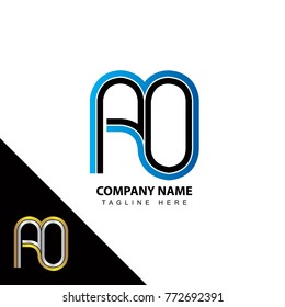 Abstract initial linked letter AO creative logo design