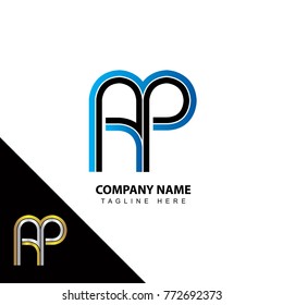 Abstract initial linked letter AP creative logo design