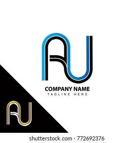Abstract initial linked letter AU creative logo design