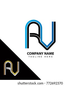 Abstract initial linked letter AV creative logo design