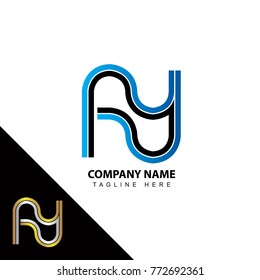 Abstract initial linked letter AY creative logo design