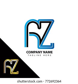 Abstract initial linked letter AZ creative logo design