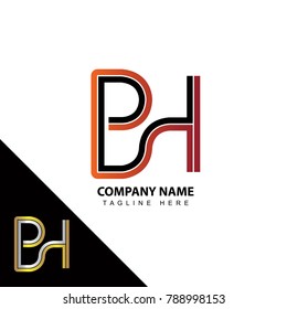 Abstract initial linked letter BH creative logo design