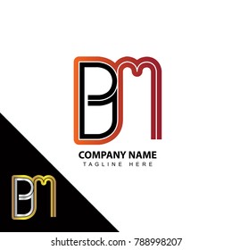 Abstract initial linked letter BM creative logo design