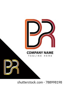 Abstract initial linked letter BR creative logo design