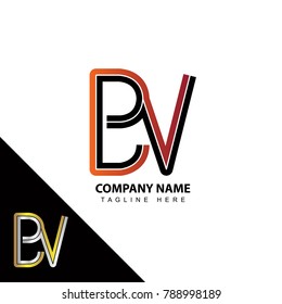 Abstract initial linked letter BV creative logo design
