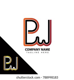 Abstract initial linked letter BW creative logo design