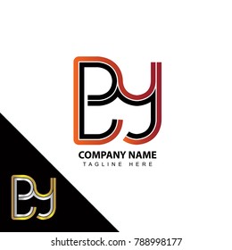 Abstract initial linked letter BY creative logo design