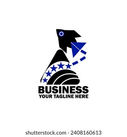 Abstraktes erstes Logo. Schwarz-Blau, einzeln auf weißem Hintergrund.  Firmenmarken-Logos. Flaches Vektorgrafik-Logo-Design-Vorlagenelement-Symbol