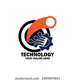 Abstract Initial  Logo. Black ,blue,and yellow color isolated on White Background. Technology Branding Logos. Flat Vector Logo Design Template Element icon.