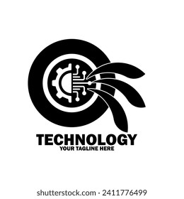 Abstract Initial  Logo. Black color isolated on White Background. Technology Branding Logos. Flat Vector Logo Design Template Element icon.