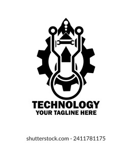 Resumen Logo Inicial. Color negro aislado en fondo blanco. Logotipos de promoción de marca tecnológica. Icono de elemento de plantilla de diseño de logotipo de vector plano.