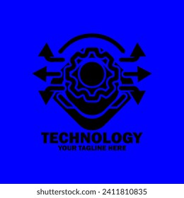 Abstract Initial Logo. Black color isolated on Blue  Background. Technology  Branding Logos. Flat Vector Logo Design Template Element icon.