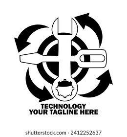 Resumen Logo Inicial. Color negro aislado en fondo blanco. Logotipos de promoción de marca tecnológica. Icono de elemento de plantilla de diseño de logotipo de vector plano.
