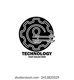 Abstract Initial Logo. Black color isolated on White Background. Technology  Branding Logos. Flat Vector Logo Design Template Element icon.