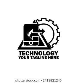 Abstract Initial Logo. Black color isolated on White Background. Technology  Branding Logos. Flat Vector Logo Design Template Element icon.