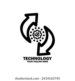 Resumen Logo Inicial. Color negro aislado en fondo blanco. Logotipos de promoción de marca tecnológica. Icono de elemento de plantilla de diseño de logotipo de vector plano.