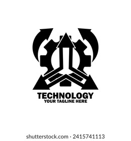 Abstract Initial Logo. Black color isolated on White Background. Technology  Branding Logos. Flat Vector Logo Design Template Element icon.