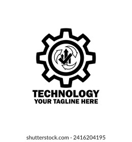 Abstract Initial Logo. Black color isolated on White Background. Technology  Branding Logos. Flat Vector Logo Design Template Element icon.