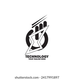 Abstract Initial Logo. Black color isolated on White Background. Technology  Branding Logos. Flat Vector Logo Design Template Element icon.