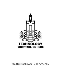 Resumen Logo Inicial. Color negro aislado en fondo blanco. Logotipos de promoción de marca tecnológica. Icono de elemento de plantilla de diseño de logotipo de vector plano.