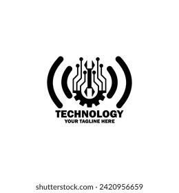 Abstraktes erstes Logo. Schwarze Farbe einzeln auf weißem Hintergrund. Logos für Technologie-Branding. Flaches Vektorgrafik-Logo-Design-Vorlagenelement-Symbol