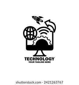 Abstract Initial Logo. Black color isolated on White Background. Technology  Branding Logos. Flat Vector Logo Design Template Element icon.