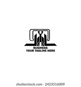 Abstraktes erstes Logo. Schwarze Farbe einzeln auf weißem Hintergrund.  Firmenmarken-Logos. Flaches Vektorgrafik-Logo-Design-Vorlagenelement-Symbol