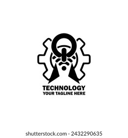 Abstract Initial Logo. Black color isolated on White Background. Technology  Branding Logos. Flat Vector Logo Design Template Element icon.