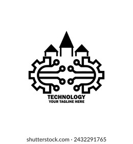 Abstract Initial Logo. Black color isolated on White Background. Technology  Branding Logos. Flat Vector Logo Design Template Element icon.