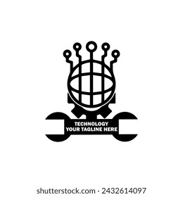 Abstract Initial Logo. Black color isolated on White Background. Technology  Branding Logos. Flat Vector Logo Design Template Element icon.