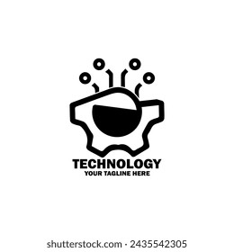 Abstract Initial Logo. Black color isolated on White Background. Technology  Branding Logos. Flat Vector Logo Design Template Element icon.