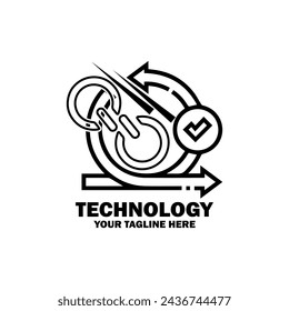 Abstraktes Anfangslogo. Schwarze Farbe isoliert auf weißem Hintergrund. Technologie-Branding-Logos. Flaches Vektor-Logo Design Template Element Symbol.