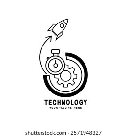 Abstract Initial Logo. Black color isolated on White Background. Technology Branding Logos. Flat Vector Logo Design Template Element icon.